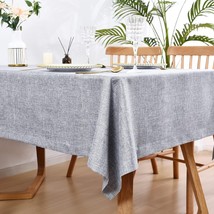 Faux Linen Rectangle Tablecloth Heavy Duty Wrinkle Resistant Fabric Table Cloths - £21.39 GBP