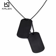 Engraved Dog Tags Name Pendant Necklaces Men Jewelry Gift Military Army Stainles - £15.70 GBP