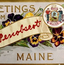 Penobscot Maine Victorian Greeting Card 1900s Postcard Embossed PCBG11B - $29.99