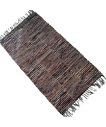 Leather Hearth Rug for Fireplace Fireproof Mat BROWN SQUARES - £175.85 GBP