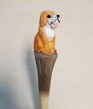 Cute Dog Wooden Pen Hand Carved Wood Ballpoint Hand Made Handcrafted V70 - £6.23 GBP
