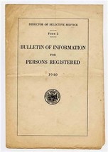Director Selective Service Bulletin of Information for Persons Registere... - $17.82