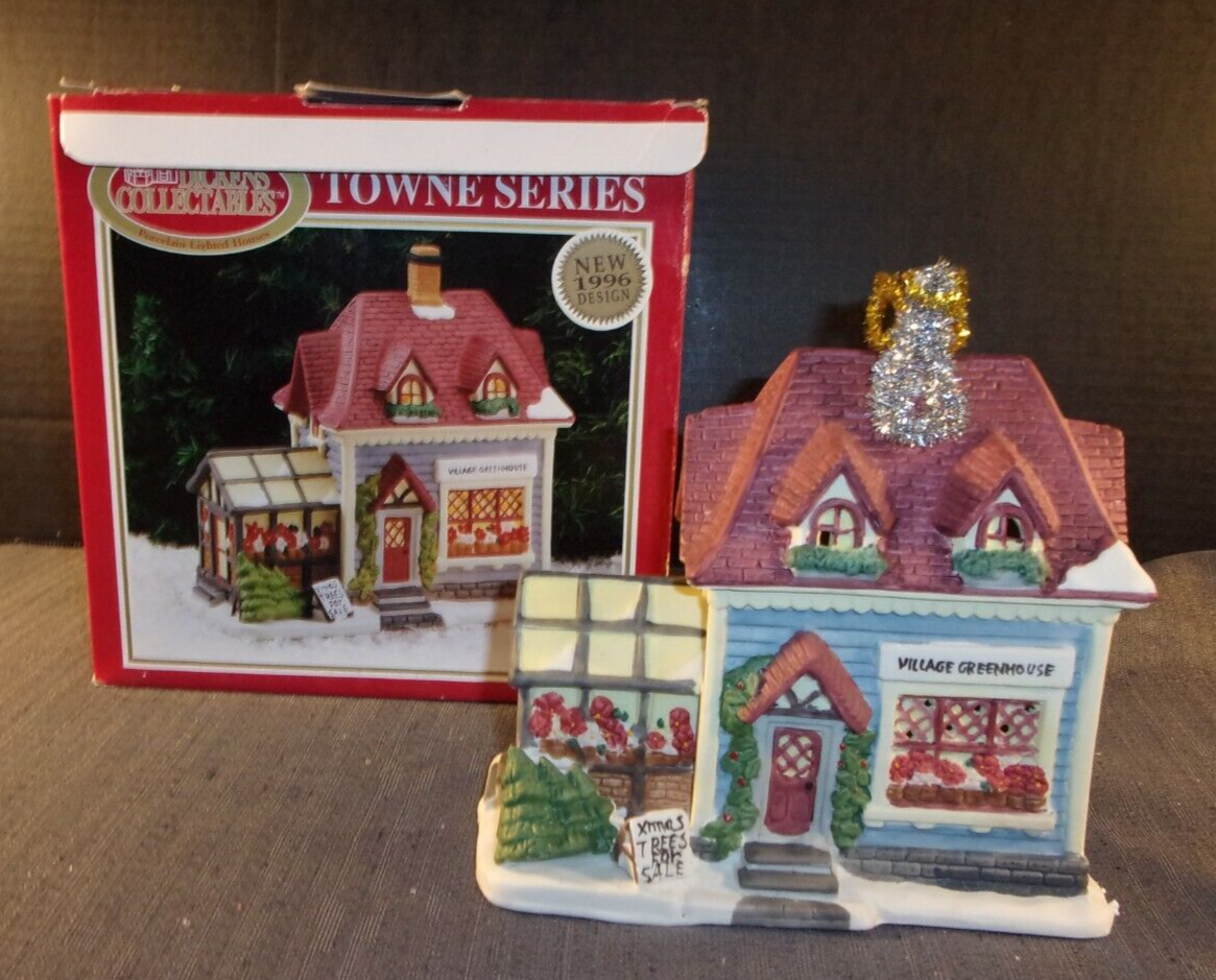 1996 DICKENS COLLECTABLES TOWNE SERIES VILLAGE GREENHOUSE CHRISTMAS PORCELAIN - $26.32