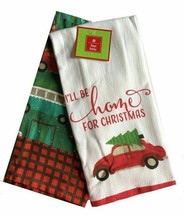 VW Car Bus Dish Towels 100% Cotton 16x26&quot; set of 2 I&#39;ll Be Home for Chri... - $24.38