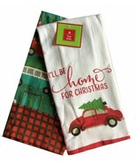 VW Car Bus Dish Towels 100% Cotton 16x26&quot; set of 2 I&#39;ll Be Home for Chri... - £19.26 GBP