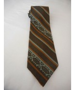 Vintage Fruit of the Loom Retro Brown Orange Green Men&#39;s tie Geometric n... - $11.99