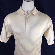 Byron Nelson Mens Polo Golf Shirt Yellow &amp; Blue Stripes Sz Large - £19.88 GBP