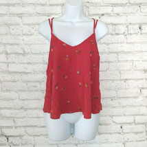 Hollister Tank Top Womens Small Red Floral Sleeveless Strappy Caged Adjustable - £12.63 GBP