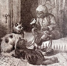 Chimp Teaching Cats 1892 Victorian Art Woodcut Printing Ephemera DWY10A - £23.91 GBP