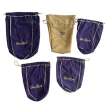 Mixed Lot of 5 Crown Royal Bags-Large/Small Tan &amp; Purple - £11.67 GBP