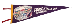 Coulee Dam, Washington - Grand Coulee - 25 1/2&quot;  Vintage Felt Pennant - £8.64 GBP