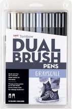 10-Pack Grayscale Dual Brush Pens - Perfect for Coloring and Illustrations - $58.36