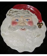 Vintage SANTA CLAUS Face Decorative Cookie Plate Serving Platter Ceramic... - $16.76 CAD