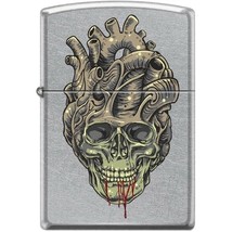 Zippo Lighter - Tattoo Skull Heart Street Chrome - 854043 - £19.90 GBP