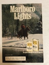 1984 Marlboro Lights Cigarettes Vintage Print Ad Cowboy Horseback pa23 - $7.91