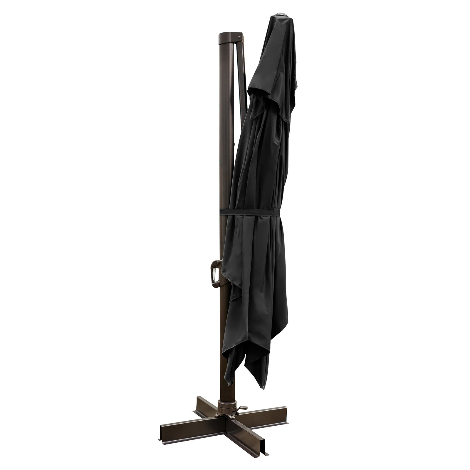 13&#39; Black Polyester Rectangular Tilt Cantilever Patio Umbrella With Stand - $681.43