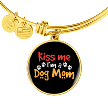Kiss Me Dog Mom Bracelet Stainless Steel or 18k Gold Circle Bangle - £37.81 GBP+