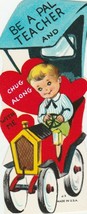 Vintage Valentine Card Boy in Old Fashioned Car 1962 Die-Cut for Child - £7.11 GBP