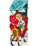 Vintage Valentine Card Boy in Old Fashioned Car 1962 Die-Cut for Child - £7.11 GBP