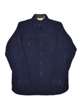 Vintage Woolrich Wool Shirt Mens L Navy Flannel Button Up Long Sleeve USA Made - £50.15 GBP