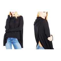 Free People Juicy Long Sleeve Top Cowl Neck Thermal Oversized Open Back Black XS - £22.71 GBP