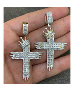 Pendente Croce Reale In Oro Placcato Con Diamante Simulato Per Uomo - $3,713.30 MXN