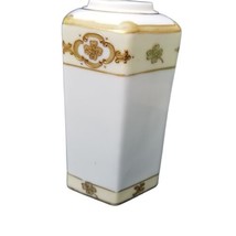 Nippon Morimura Hexagonal White With Gold Floral Vase Hand Painted 5.25 Inches - £17.17 GBP