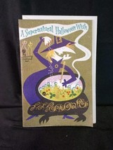 Unused 1950s 1960s Rust Craft Halloween Greeting Card Purple Witch Usa - $18.55