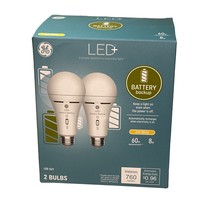 GE LED+ Backup Battery LED Light Bulbs, 8W, A 21 Rechargeable Emergency ... - $22.00