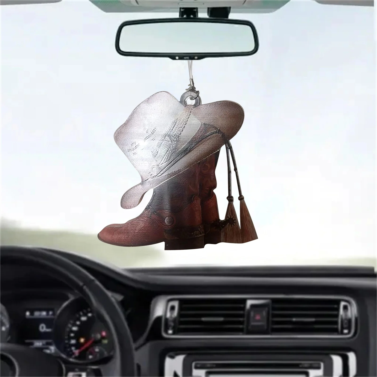 Car Rearview Mirror Pendant Hanging Ornament Creative boy Hat Boot Shape Auto Ha - £48.20 GBP