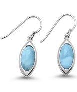 Sterling Silver Natural Larimar Marquise Dangle Earrings - €38,60 EUR
