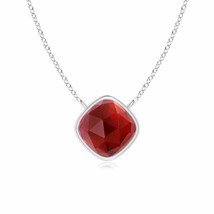 ANGARA 5mm Natural Garnet Solitaire Necklace in Sterling Silver for Women - £116.19 GBP