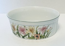 Shafford Jade Lily Fine Porcelain Souffle Casserole Dish Floral 7 1/2 Inch - £17.27 GBP