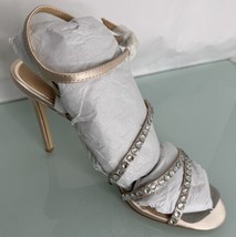 Jewel Badgley Mischka Marimba Crystal Strap Sandal Heels Satin Size 7.5 Bling - £24.08 GBP