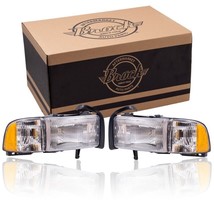 2pc Headlight Set w Corner Light Fits 1994-2001 Dodge Ram 1500 w/o Sport... - £50.63 GBP