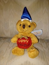 Cuddly Cousins Happy Birthday Teddy Bear Plush 8&quot; With Tags Gift Blue Ha... - £9.18 GBP