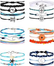 21 Pieces Surfer Wave Bracelet Ocean Wave Adjustable - £12.81 GBP