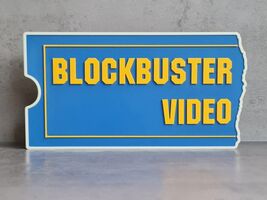 Blockbuster Video Sign Retro 90s Ticket Stub Logo Wall Art Man Cave Decor - $14.69