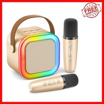 Gold Bluetooth Karaoke Machine for Kids &amp; Adults with 2 Wireless Microph... - $665.36 MXN