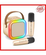 Gold Bluetooth Karaoke Machine for Kids &amp; Adults with 2 Wireless Microph... - $665.36 MXN