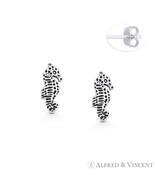 Seahorse Ocean Sealife Animal Charm Oxidized .925 Sterling Silver Stud E... - $255.68 MXN