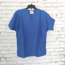Fundamentals by White Swan Scrub Top Unisex Medium Blue Short Sleeve Shirt - £12.63 GBP