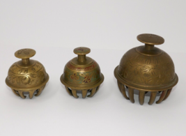 Indian Enamel Sarna Elephant Tibetan Buddhist Temple Brass Claw Bells - £31.28 GBP