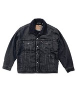Levis Premium Mens Black Wash Vintage Relaxed Sherpa Denim Jean Trucker Jacket - $83.66
