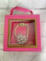 ARGENTO SC Hair Swarovski Elements Crystal Gold Pink Heart Elastic Hair Tie Band - £13.82 GBP