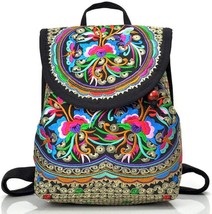 Vintage Embroidered Women Backpack Ethnic Travel Handbag Shoulder Bag - $45.28