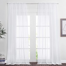 White Voile Sheer Drapes And Curtains, 108 Inch Long, Rod Pocket, Nicetown. - £28.79 GBP