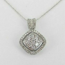 1.50Ct Round Simulated Diamond Cluster Pendant Necklace 14K White Gold Plated - £80.43 GBP
