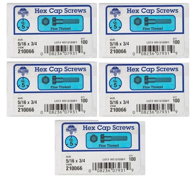 Hillman 210066 Hex Head Cap Screw 5/16&quot; D X 3/4&quot; L 100ct  Heat Treated Z... - $94.05