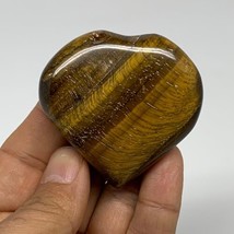 81g, 2.1&quot;x2.2&quot;x0.8&quot;, Tiger&#39;s Eye Heart Polished Healing Crystal @India, ... - £18.68 GBP